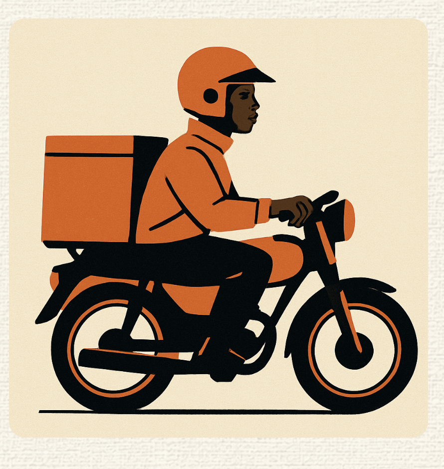 A Rydafirst rider on a delivery motorbike