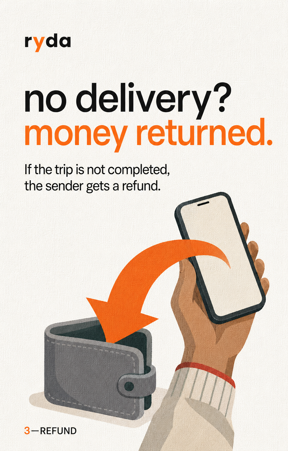 No delivery, money returned — if the trip isn’t completed, the sender is refunded.